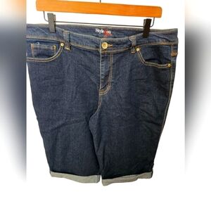 Style & Co Dark Blue Denim Shorts Size 16